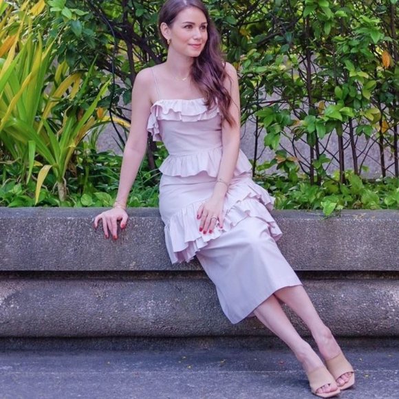 NWT Brock Collection x H&M Powder Pink Midi Fitted Dress sz XS - Picture 5 of 11